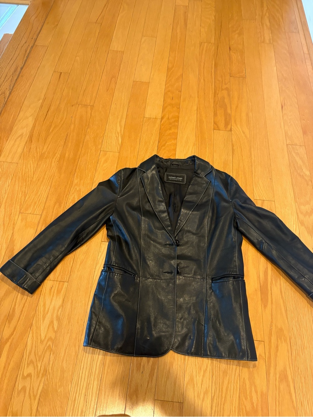 Women’s Black Leather Blazer Jacket Donald J. Pliner